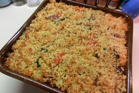 Roasted Mediterranean vegetable pasta bake