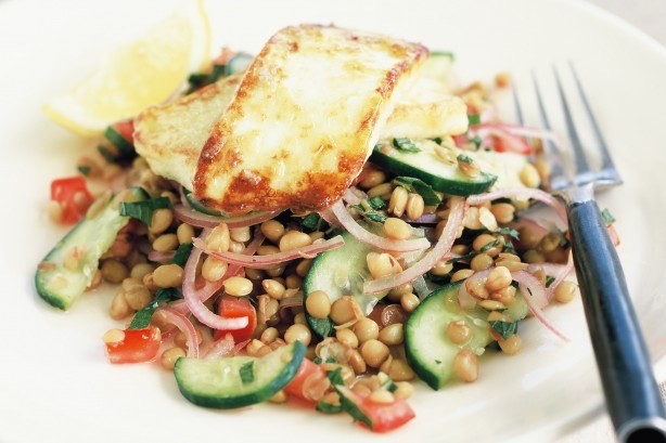 Halloumi, Lentil and Rocket Salad