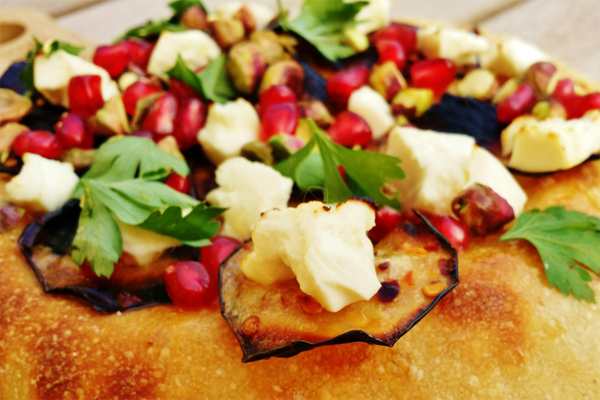 Eggplant, Feta, and Pomegranate Pizza Eggplant, Feta, and Pomegranate Pizza