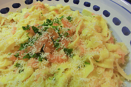 Tagliatelle with smoked salmon