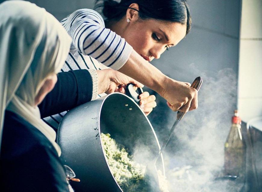 Duchess of Sussex in the Hubb Kitchen Meghan Markle, charity cookbook