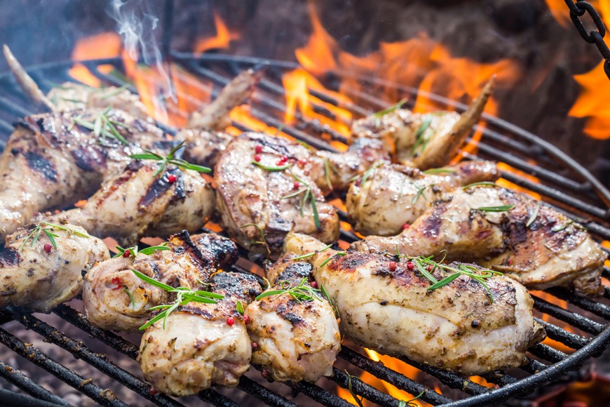 An outdoor barbecue night. 