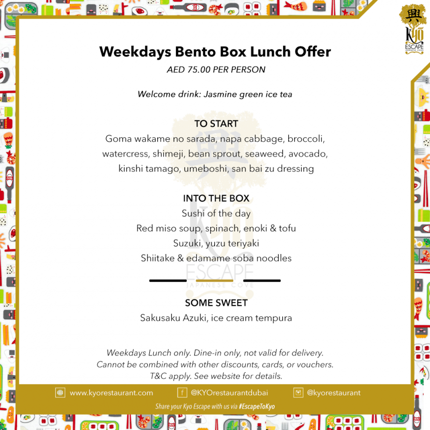 Weekdays Bento box lunch offer Weekdays Bento box lunch offer