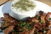 Beef Shawarma with Cucumber Yoghurt Sauce