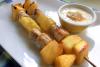 Grilled fruit kebabs with honey and yogurt