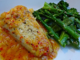 Hake in Chilli Lime Sauce with Stir Fried Greens