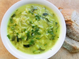 Courgette and Leek Soup with Orzo