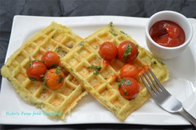 Potato and lentil waffles with Cherry tomato