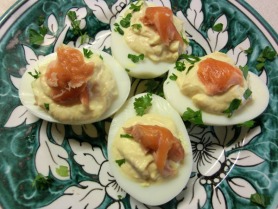 Devilled Eggs with Roast Salmon