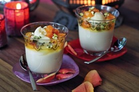 Spiced Puddings with Saffron Apricots