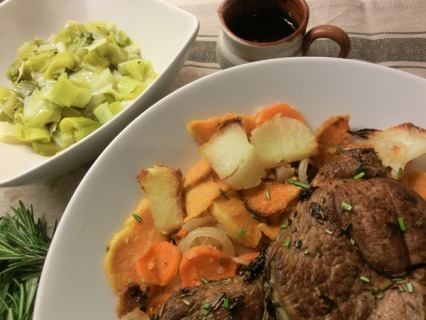 Baked Lamb Steaks with Root Vegetables