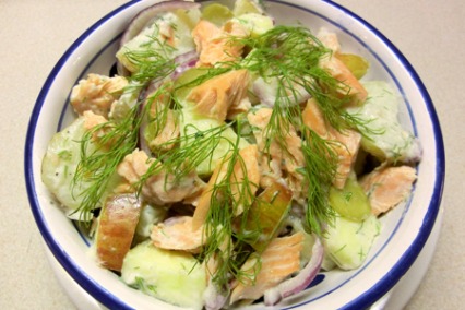 Trout, apple and dill potato salad