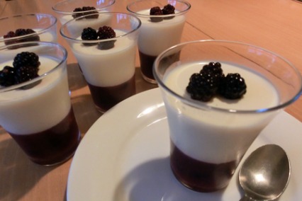 Vanilla panna cotta with blackberry jelly